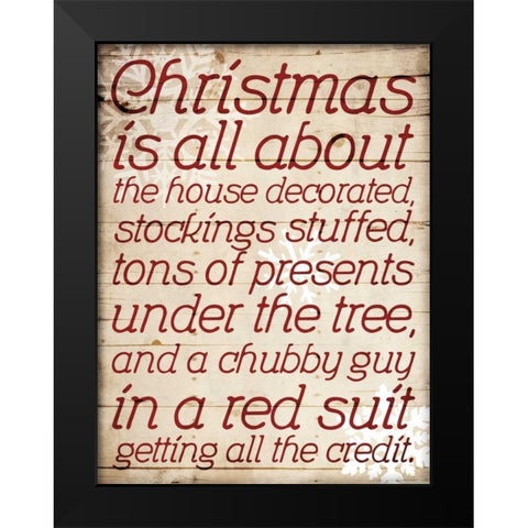 Christmas Is All About Type Black Modern Wood Framed Art Print by Grey, Jace
