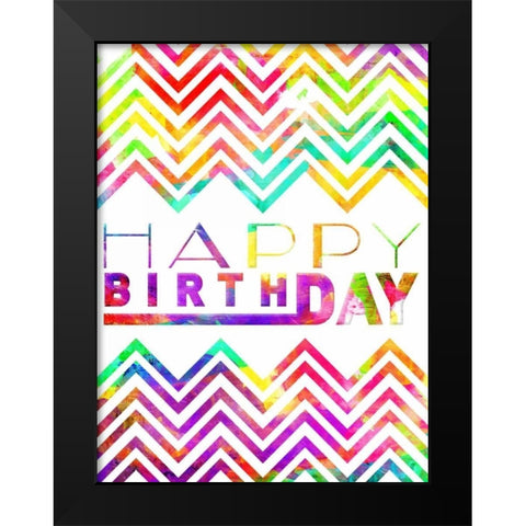 Happy Birthday Chevron Black Modern Wood Framed Art Print by Grey, Jace