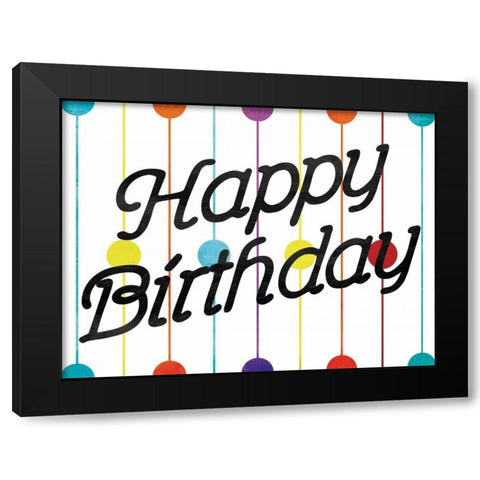 Happy Birthday Dots Black Modern Wood Framed Art Print by Grey, Jace