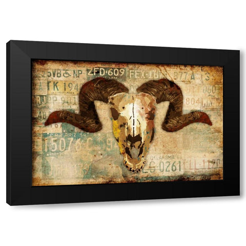 Vintage Skull Black Modern Wood Framed Art Print by Grey, Jace