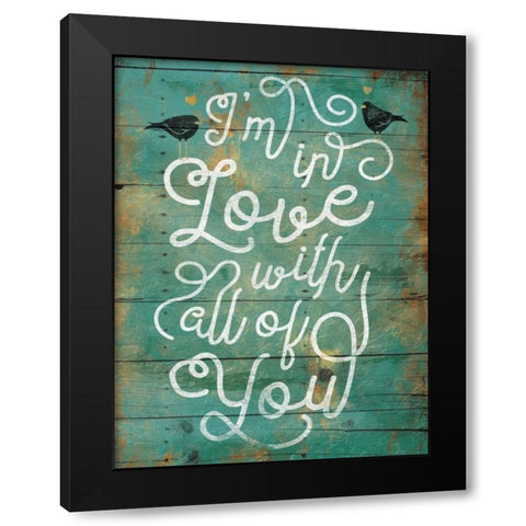 Love Birds Black Modern Wood Framed Art Print by Grey, Jace