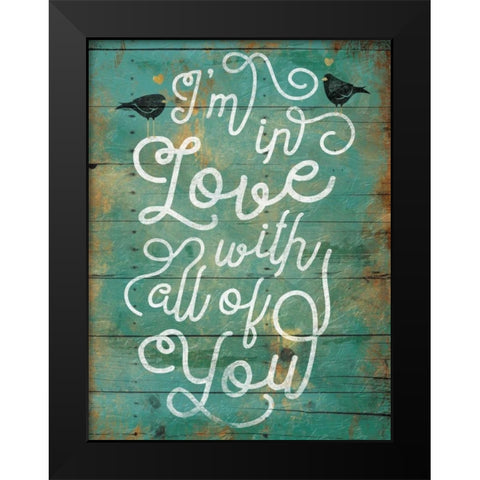 Love Birds Black Modern Wood Framed Art Print by Grey, Jace