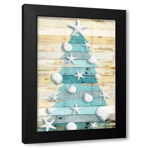 Coastal Christmas Tree Black Modern Wood Framed Art Print with Double Matting by Grey, Jace