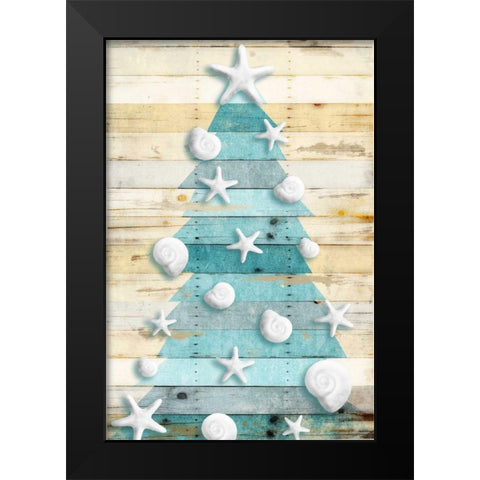 Coastal Christmas Tree Black Modern Wood Framed Art Print by Grey, Jace