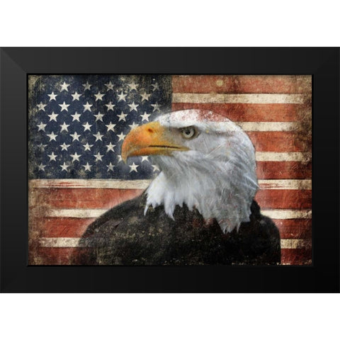 Eagle and Flag Black Modern Wood Framed Art Print by Grey, Jace