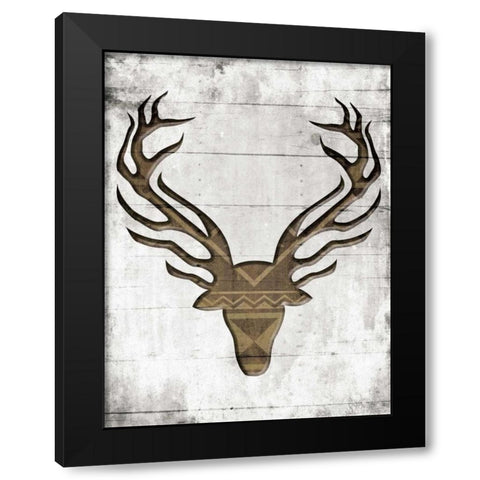 White Wood Dear Black Modern Wood Framed Art Print by Grey, Jace