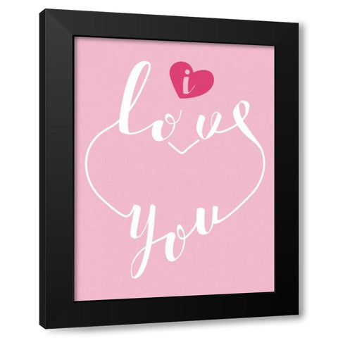 I Love You Black Modern Wood Framed Art Print by Grey, Jace