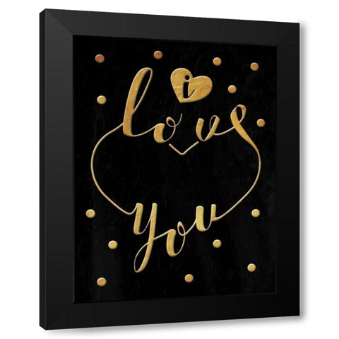 Love Is Gold Black Modern Wood Framed Art Print by Grey, Jace