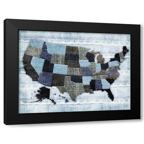 Jeans In The USA Black Modern Wood Framed Art Print with Double Matting by Grey, Jace