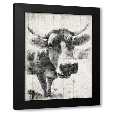 Vintage Cow Mate Black Modern Wood Framed Art Print with Double Matting by Grey, Jace