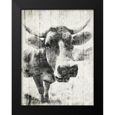 Vintage Cow Mate Black Modern Wood Framed Art Print by Grey, Jace