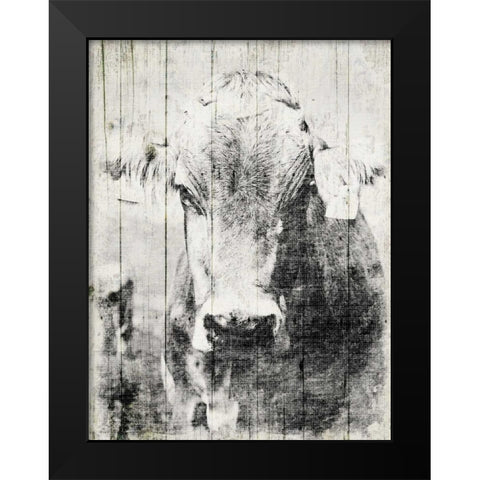 Vintage Cow Black Modern Wood Framed Art Print by Grey, Jace