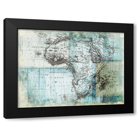 Aged Blue Map One Black Modern Wood Framed Art Print with Double Matting by Grey, Jace