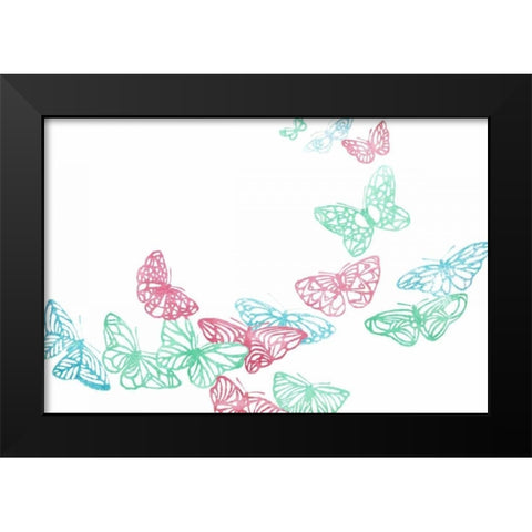 Smoothie Butterflies Black Modern Wood Framed Art Print by Grey, Jace