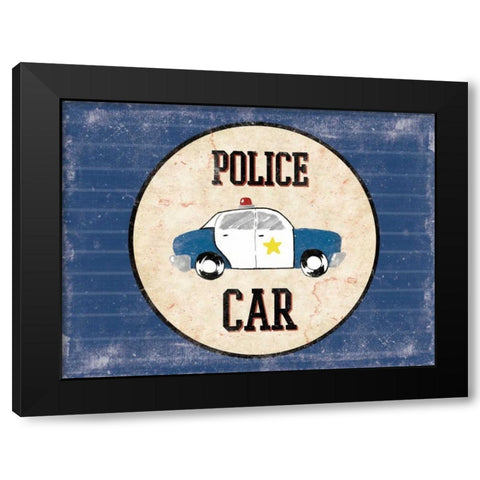 Police Car Blues Black Modern Wood Framed Art Print by Grey, Jace