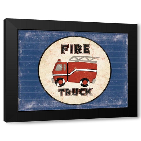 Fire Truck Blues Black Modern Wood Framed Art Print with Double Matting by Grey, Jace