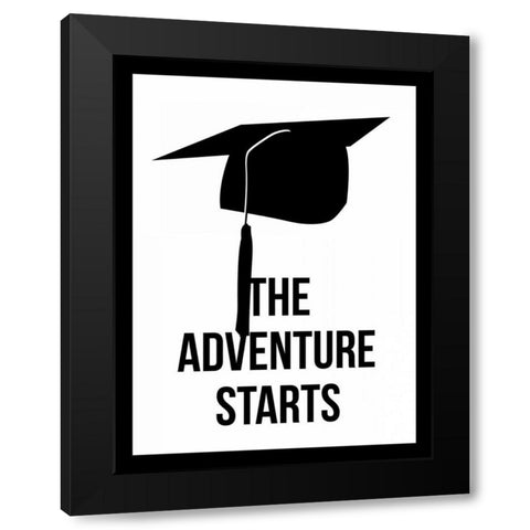 The Adventure Starts Black Modern Wood Framed Art Print by Grey, Jace