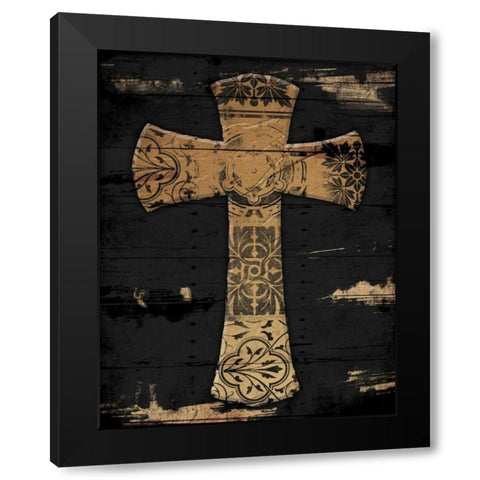 Gold Cross 1 Black Modern Wood Framed Art Print by Grey, Jace