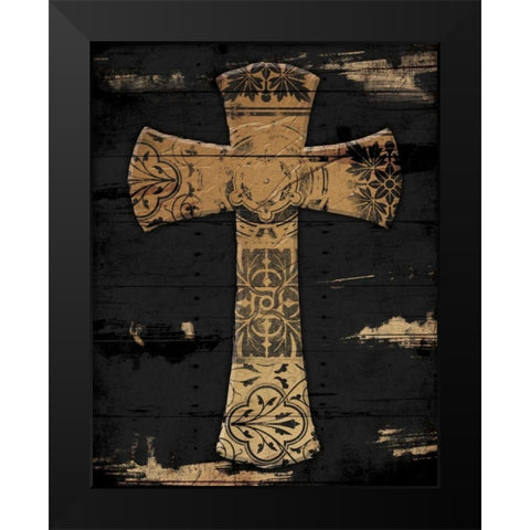 Gold Cross 1 Black Modern Wood Framed Art Print by Grey, Jace