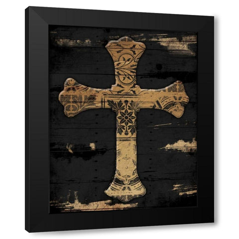 Gold Cross 2 Black Modern Wood Framed Art Print by Grey, Jace