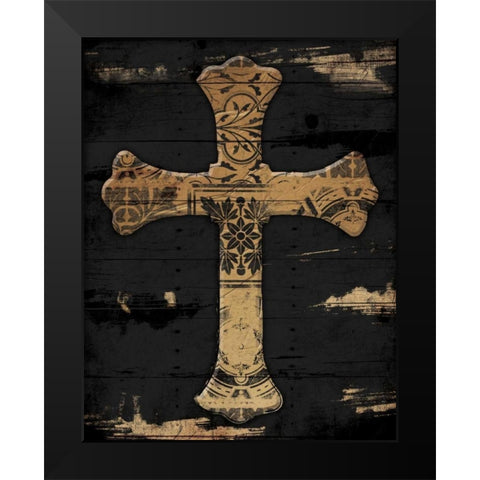Gold Cross 2 Black Modern Wood Framed Art Print by Grey, Jace