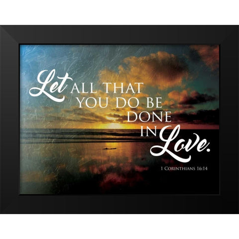 Let Love Black Modern Wood Framed Art Print by Grey, Jace