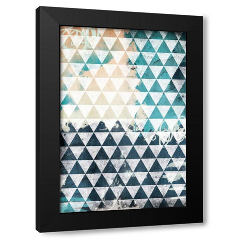 Steal Teal Triangles Black Modern Wood Framed Art Print with Double Matting by Grey, Jace