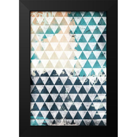 Steal Teal Triangles Black Modern Wood Framed Art Print by Grey, Jace