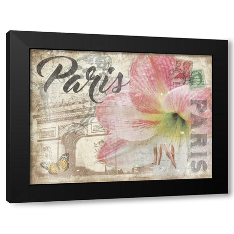 Mail To Paris Black Modern Wood Framed Art Print by Grey, Jace