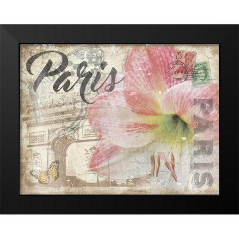 Mail To Paris Black Modern Wood Framed Art Print by Grey, Jace