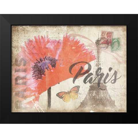 Mail To Paris Mate Black Modern Wood Framed Art Print by Grey, Jace