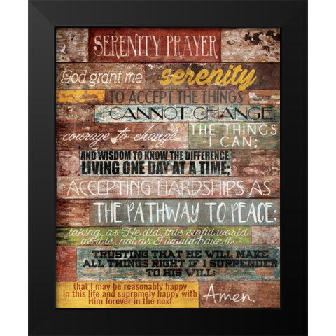 Serenity Prayer Black Modern Wood Framed Art Print by Grey, Jace