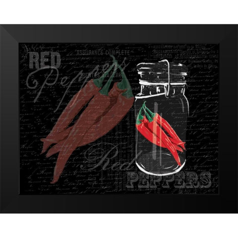 Red Peppers In A Jar Black Modern Wood Framed Art Print by Grey, Jace