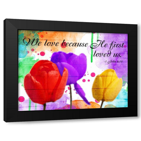 We Love Black Modern Wood Framed Art Print with Double Matting by Grey, Jace