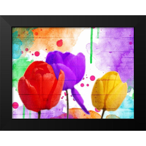 Fun Tulips Black Modern Wood Framed Art Print by Grey, Jace