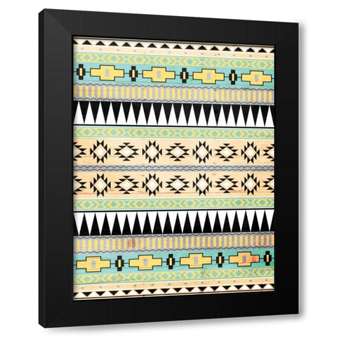 Neutral Aztec Mate Black Modern Wood Framed Art Print with Double Matting by Grey, Jace