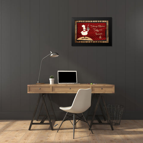 Todays Menu Black Modern Wood Framed Art Print by Grey, Jace