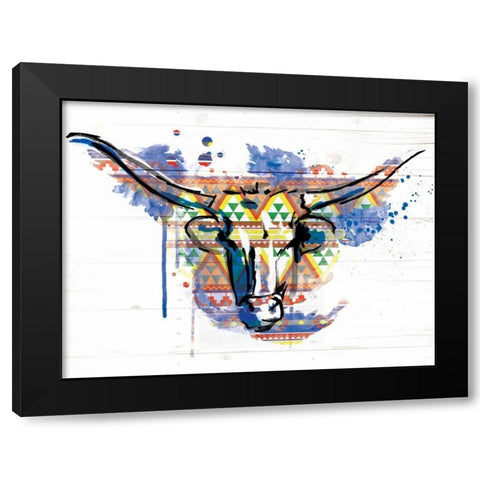 Bull Patterned Black Modern Wood Framed Art Print with Double Matting by Grey, Jace