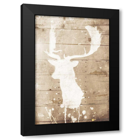 Deer Drip Black Modern Wood Framed Art Print by Grey, Jace