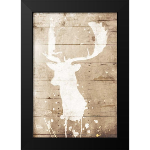 Deer Drip Black Modern Wood Framed Art Print by Grey, Jace