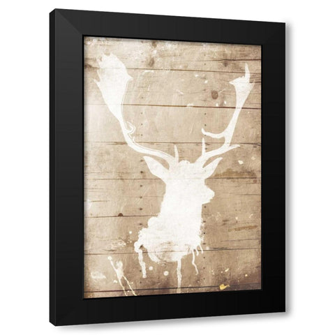 Deer Drip Mate Black Modern Wood Framed Art Print by Grey, Jace
