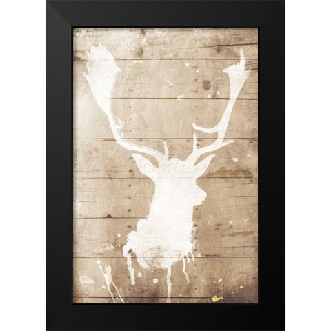 Deer Drip Mate Black Modern Wood Framed Art Print by Grey, Jace