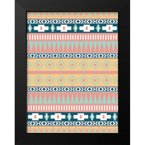 Cotton Candy Aztec Mate Black Modern Wood Framed Art Print by Grey, Jace