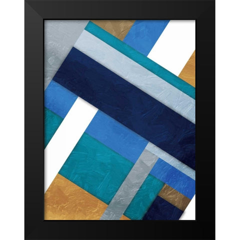 Stipe Overlay Blue Black Modern Wood Framed Art Print by Grey, Jace