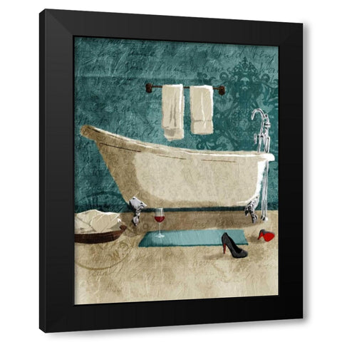 Teal Wine Bath Black Modern Wood Framed Art Print by Grey, Jace