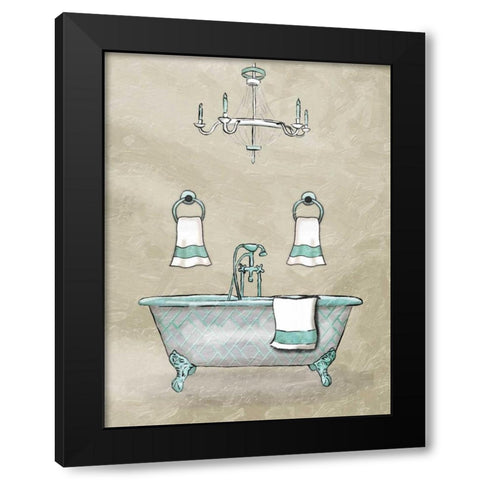 Chip Teal Bath Black Modern Wood Framed Art Print by Grey, Jace