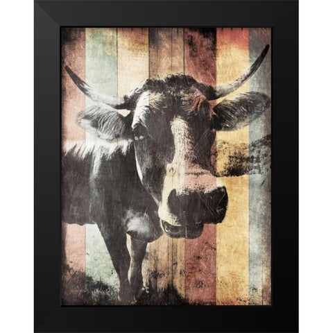 Miultiwood Vintage Cow Mate Black Modern Wood Framed Art Print by Grey, Jace