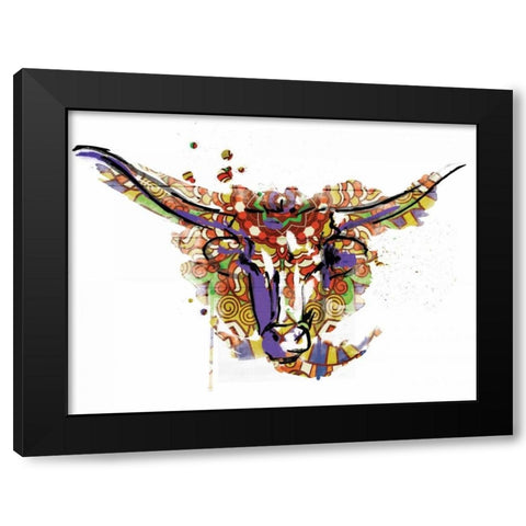 Mandala Water Bull Black Modern Wood Framed Art Print by Grey, Jace