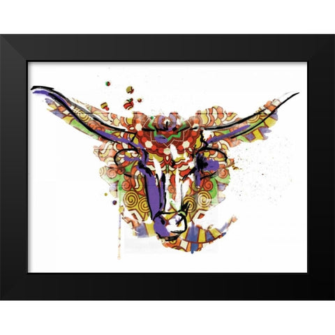Mandala Water Bull Black Modern Wood Framed Art Print by Grey, Jace