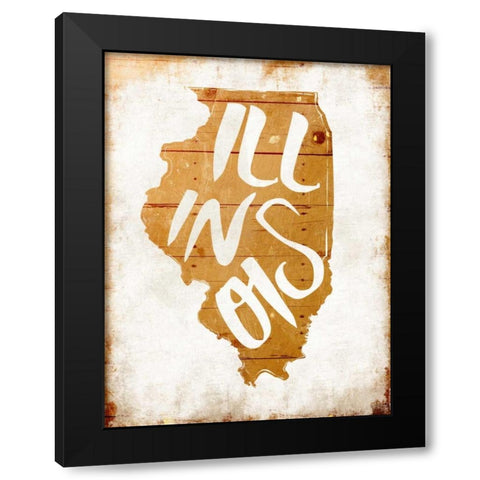 Wood Illinois Black Modern Wood Framed Art Print with Double Matting by Grey, Jace